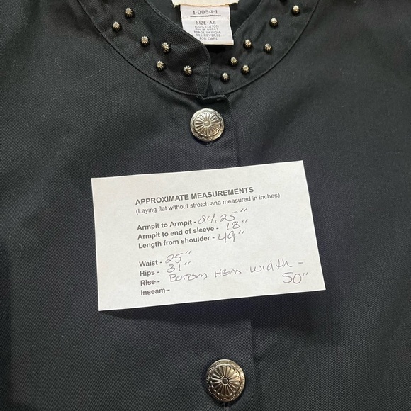 Vintage Western 100% Cotton Concho Embellished Duster Trench Jacket Dress Unisex - Picture 16 of 16